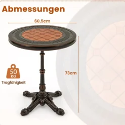 Gartentisch aus Aluminiumguss Wetterfester Balkontisch Runder Bistrotisch Terrassentisch