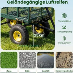 Gartenwagen klappbarer Schwerlast Metall Kippwagen mit 408 kg Tragkraft 2 in 1 Nutzwagen Grün
