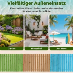 Gartenweg Holz Outdoor Rollweg mit Rutschfester Oberfläche Ausrollbarer Holzweg 367 x 55 cm Braun/Natur