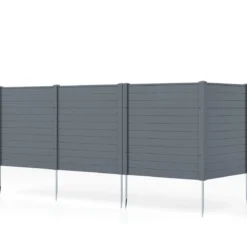 Gartenzaun 4-teilig 123 x 123 cm Zaun mit Pfosten aus verzinkte Metall Grau