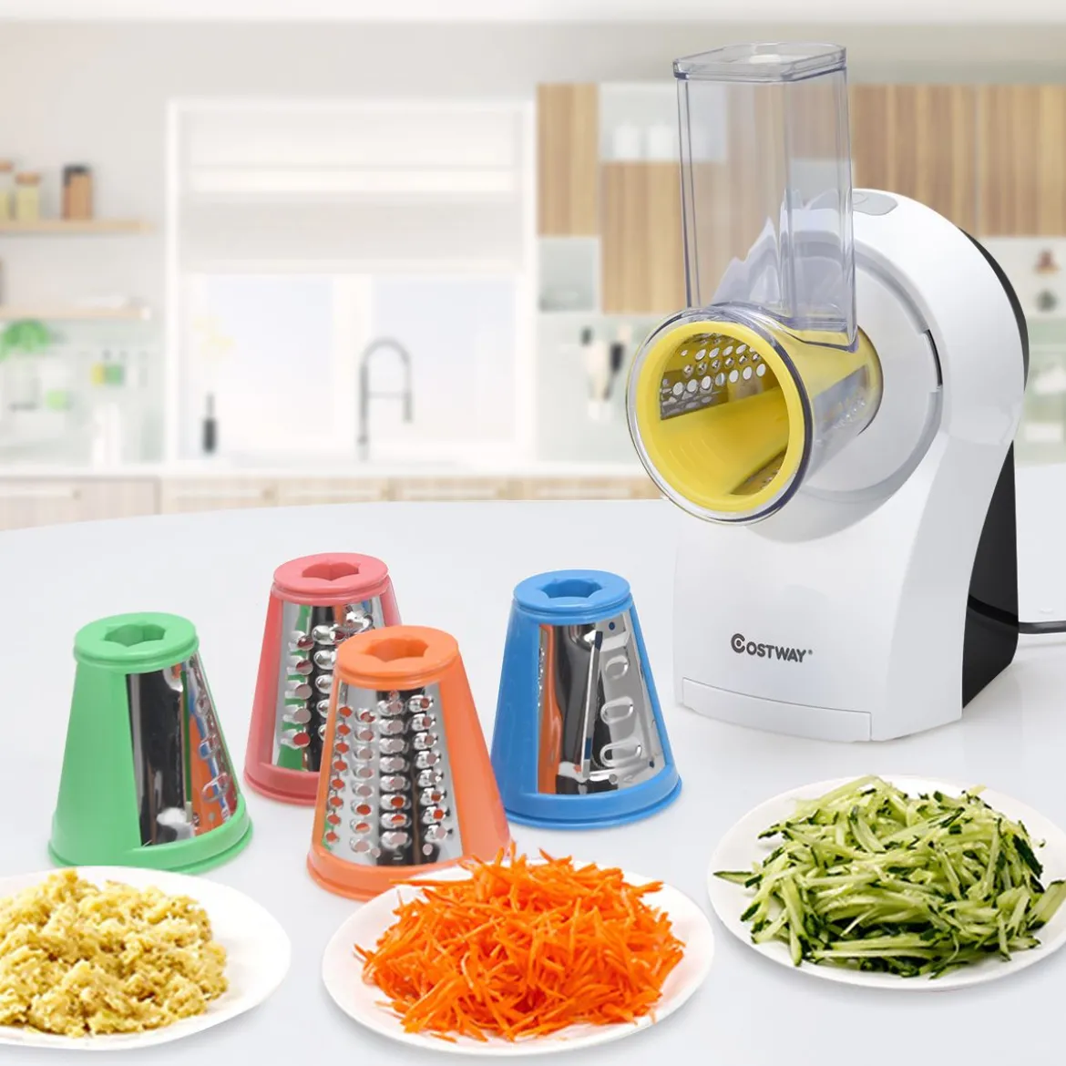 Gemüseschneider 150 W 3 in 1 elektrischer Gemüsehobel SpiralschneiderWeiß