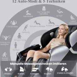 Generisch Relaxe Massagesessel Ganzkörper Massagestuhl elektrisch mit Heizung und Luftkompression Schwarz