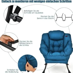 Gepolsterter Sessel mit Armlehnen & Seitentasche Relaxsessel Loungesessel Fernsehsessel