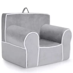 Gepolstertes Kindersofa mit Schaumstofffüllung & Armlehne & Handgriff 68 x 46 x 50 cm Grau