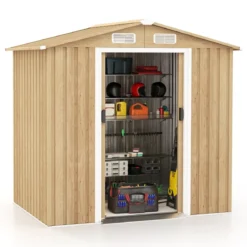 Gerätehaus Metall Geräteschuppen abschließbar Gartenhaus mit 4 Luftschlitzen 196 x 142 x 186 cm