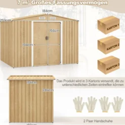 Gerätehaus Metall Geräteschuppen abschließbar inkl. Fundament Gartenhaus 259 x 196 x 184 cm