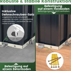 Gerätehaus Metall 246 x 193 x 180 cm Geräteschuppen abschließbar Gartenhaus mit Pultdach & Belüftungsöffnung Grau