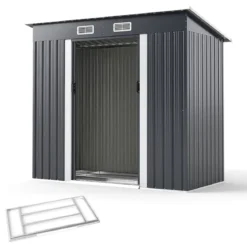 Geräteschuppen Gartenhaus mit Luftventile & verzinkter Metallrahmen Fahrradgarage Gartenschuppen 213 x 112 x 186 cm