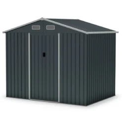 Geräteschuppen Gerätehaus Metall mit Pultdach & Schiebetüren Gartenhaus Fahrradgarage Gartenschuppen