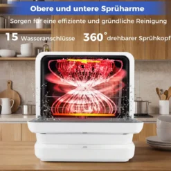 Geschirrspüler für die Arbeitsplatte Geschirrspüler mit 8,25 L Wassertank 6 Programme Weiß