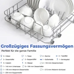 Geschirrspüler für die Arbeitsplatte Geschirrspüler mit 8,25 L Wassertank 6 Programme Weiß