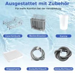 Geschirrspüler für die Arbeitsplatte Geschirrspüler mit 8,25 L Wassertank 6 Programme Weiß