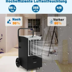 Gewerblicher Luftentfeuchter mit Pumpe & Ablaufschlauch & 24-Stunden-Timer & 4 Rädern