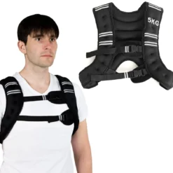 Gewichtsweste 5 kg Körpergewichtsweste Sportweste mit Reflektoren und Einstellriemen Schwarz