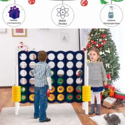 4-Gewinnt-Riesen-Spielset für Kinder und Erwachsene 120 x 42 x 104 cm Grau + Dunkelblau