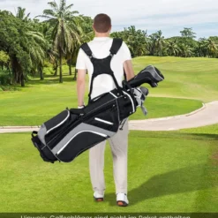 Golftasche mit 14-facher Schlägereinteilung & 6 Taschen & Kühltasche & Regenhaube Grau