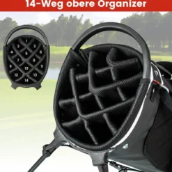 Golftasche mit 14-facher Schlägereinteilung & 6 Taschen & Kühltasche & Regenhaube Rot