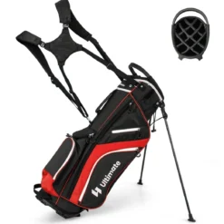 Golftasche mit 14-facher Schlägereinteilung & 6 Taschen & Kühltasche & Regenhaube Rot