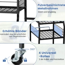 Golftaschen-Organizer Golfregal für Aufbewahrung mit Räder Golf Aufbewahrungsregal für 2 Golftaschen Schwarz