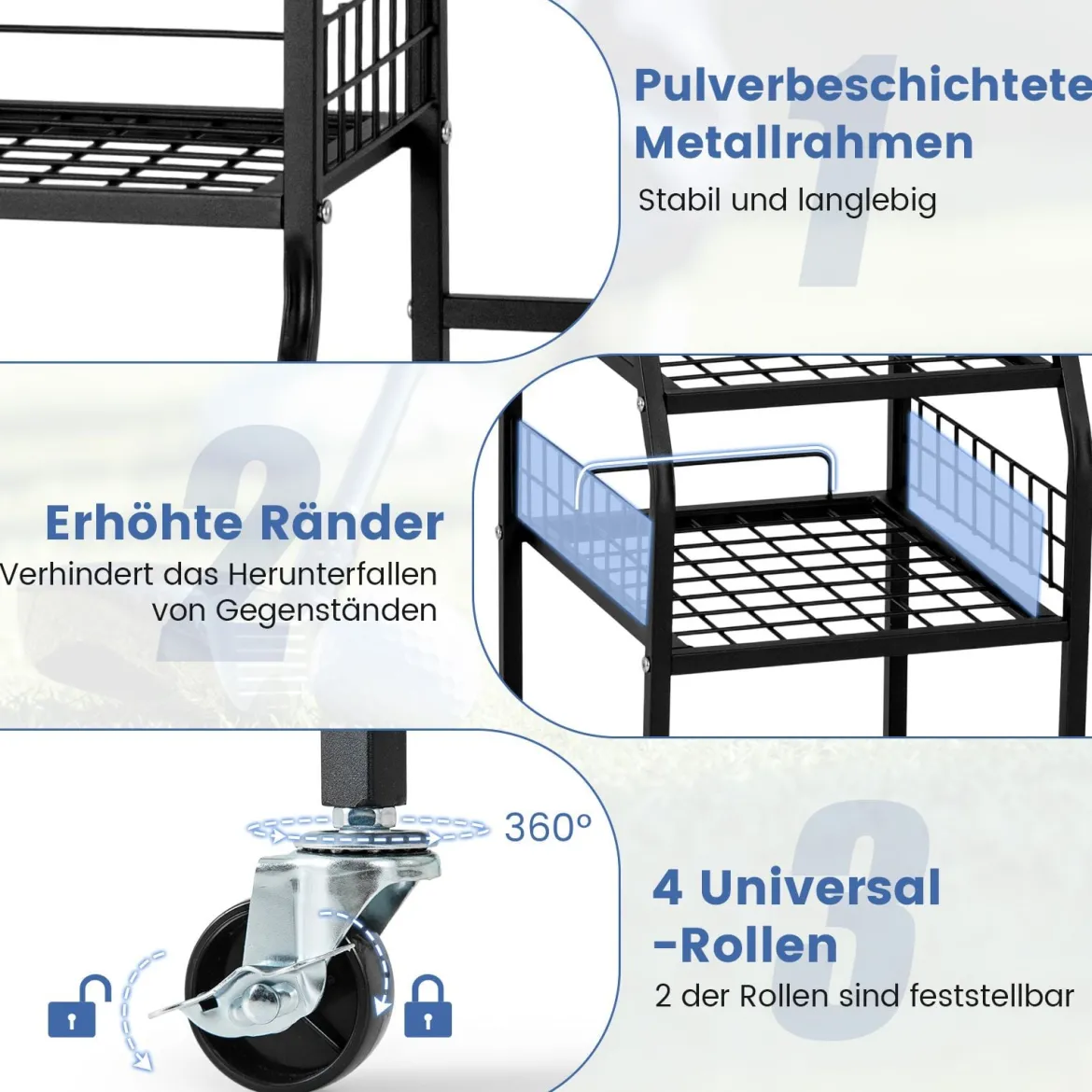 Golftaschen-Organizer Golfregal für Aufbewahrung mit Räder Golf Aufbewahrungsregal für 2 Golftaschen Schwarz