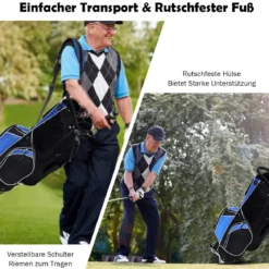Golfwagentasche mit Ständer und Regenschirmhalter 87 x 82 x 87 cm Schwarz+Blau