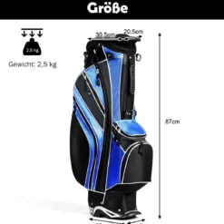 Golfwagentasche mit Ständer und Regenschirmhalter 87 x 82 x 87 cm Schwarz+Blau