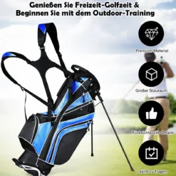 Golfwagentasche mit Ständer und Regenschirmhalter 87 x 82 x 87 cm Schwarz+Blau