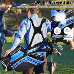 Golfwagentasche mit Ständer und Regenschirmhalter 87 x 82 x 87 cm Schwarz+Blau