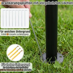 Grillpavillon Grillüberdachung mit Doppeldach Gartenlaube mit 2 Metall-Seitenregalen Grau