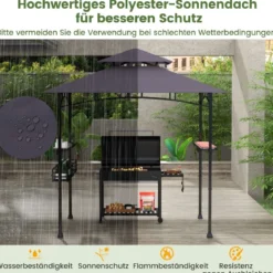 Grillpavillon mit Grillwagen Grillüberdachungen wetterfest Grilltisch Outdoor