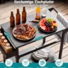 Grillwagen Outdoor Metall Servierwagen auf 4 Rollen mit 2 Ablagen Seitlichem Griff & Gewürzregal