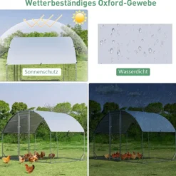 Großer Hühnerstall aus verzinktem Metall mit wasserdichter Abdeckung für draußen 190 x 280 cm