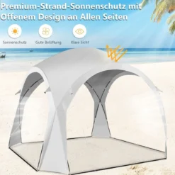 Großes Outdoor-Überdachungszelt Sonnenschutz mit Tragetasche für 6-8 Personen Weiß