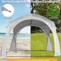 Großes Outdoor-Überdachungszelt Sonnenschutz mit Tragetasche für 6-8 Personen Weiß