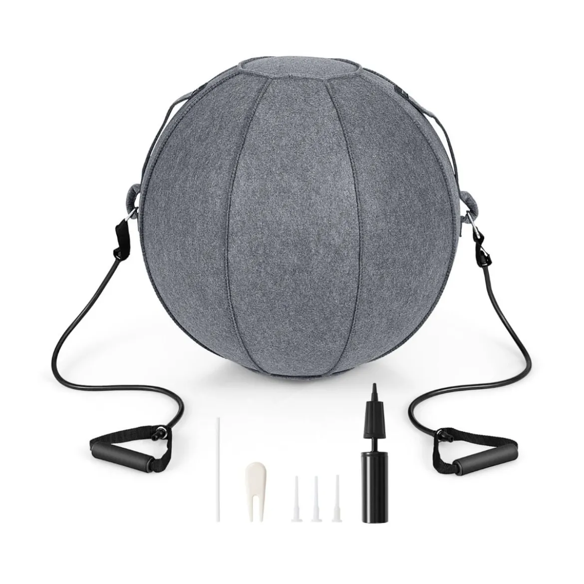 Gymnastikball φ 65 cm Yoga Ball mit Cover & Griff Sitzball für Yoga und Pilates Grau