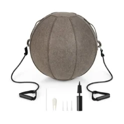 Gymnastikball φ 65 cm Yoga Ball mit Cover & Griff Sitzball für Yoga und Pilates Braun