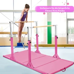 Gymnastikstangen Reckstange Turnbarren mit einstellbarer Breite 250 x 132 x 140 cm Rosa