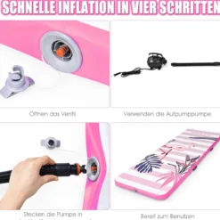 Gymnastik-Trainingsmatte aufblasbare Turnmatte Air Track 300 x 100 x 10 cm Rosa