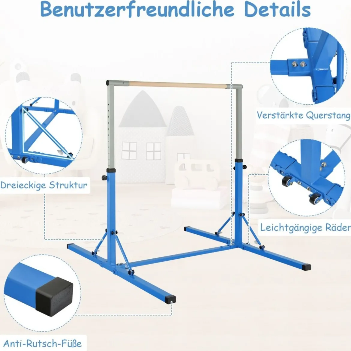 Gymnastik Turnreck Turnreck höhenverstellbar Turnstangen bis 100kg belastbar für den Innenbereich Rosa/Blau/Grün/Violett