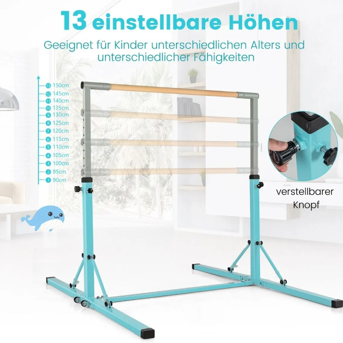Gymnastik Turnreck Turnreck höhenverstellbar Turnstangen bis 100kg belastbar für den Innenbereich Rosa/Blau/Grün/Violett