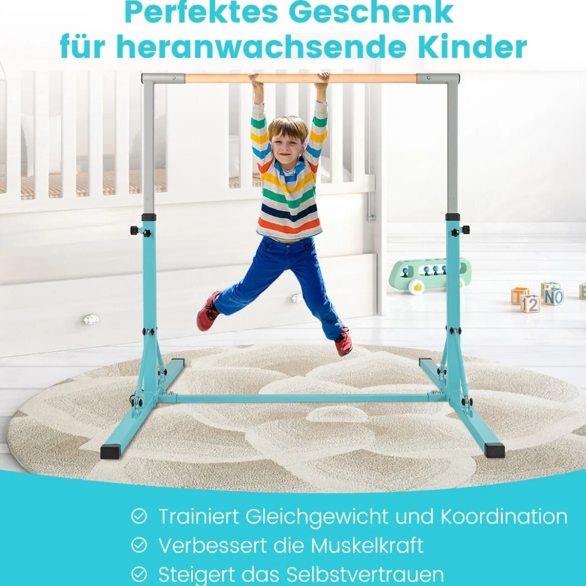 Gymnastik Turnreck Turnreck höhenverstellbar Turnstangen bis 100kg belastbar für den Innenbereich Rosa/Blau/Grün/Violett