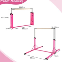 Gymnastik Turnreck Turnreck höhenverstellbar Turnstangen bis 100kg belastbar für den Innenbereich Rosa/Blau/Grün/Violett