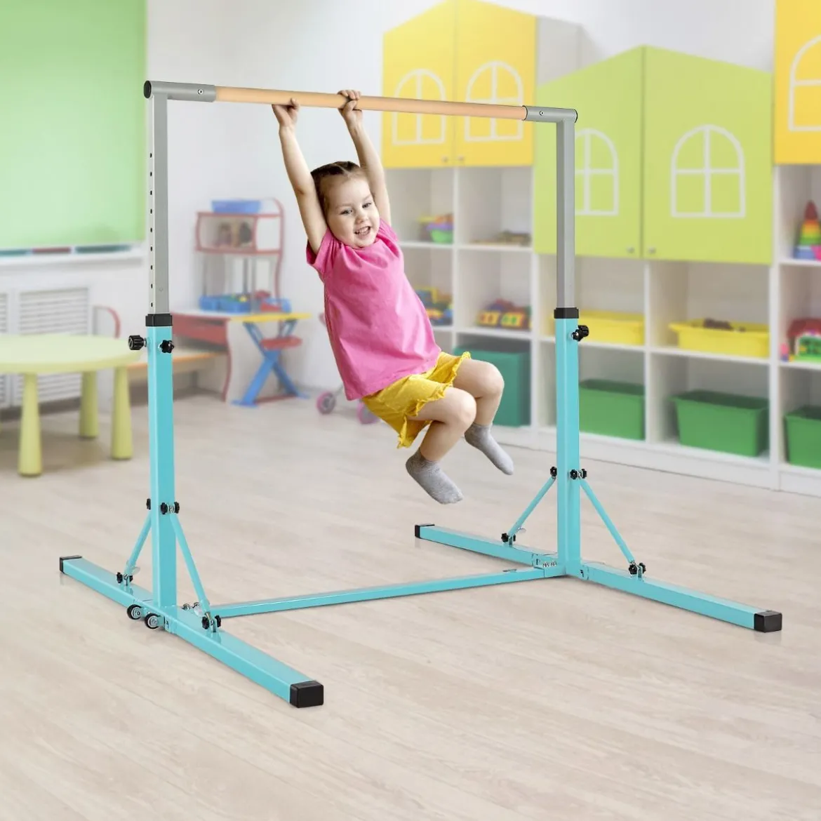 Gymnastik Turnreck Turnreck höhenverstellbar Turnstangen bis 100kg belastbar für den Innenbereich Rosa/Blau/Grün/Violett