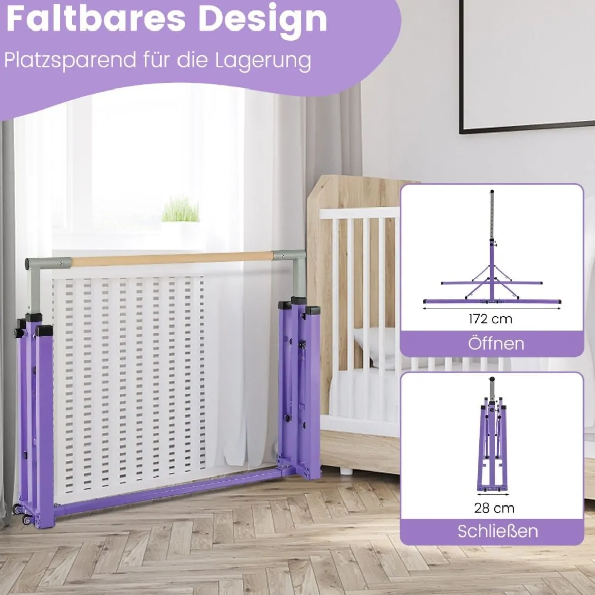 Gymnastik Turnreck Turnreck höhenverstellbar Turnstangen bis 100kg belastbar für den Innenbereich Rosa/Blau/Grün/Violett