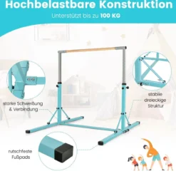 Gymnastik Turnreck Turnreck höhenverstellbar Turnstangen bis 100kg belastbar für den Innenbereich Rosa/Blau/Grün/Violett