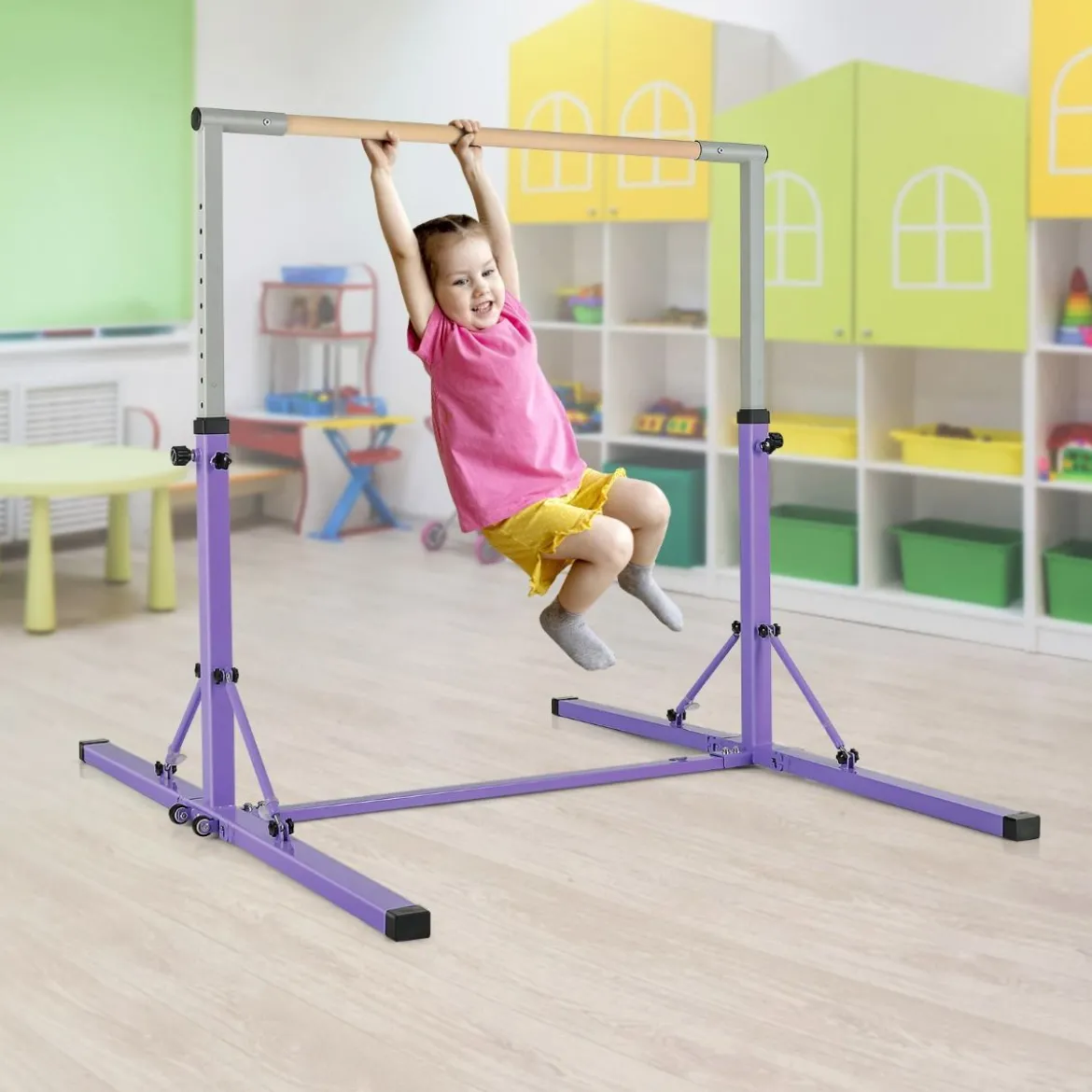 Gymnastik Turnreck Turnreck höhenverstellbar Turnstangen bis 100kg belastbar für den Innenbereich Rosa/Blau/Grün/Violett