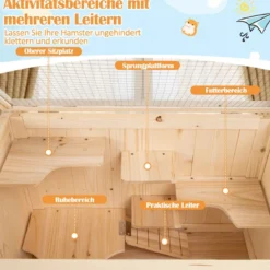 Hamsterkäfig mit Mesh-Klappdach & Acrylplatte & Abschließbare Tür Hamsterlaufstall