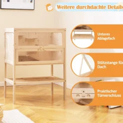 Hamsterkäfig mit Mesh-Klappdach & Acrylplatte & Abschließbare Tür Hamsterlaufstall