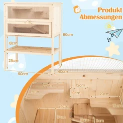 Hamsterkäfig mit Mesh-Klappdach & Acrylplatte & Abschließbare Tür Hamsterlaufstall
