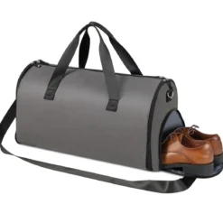 Handgepäcktasche mit Schuhfach & verstellbarem Schultergurt 2-in-1-Hängeanzug-Reisetasche Dunkelgrau